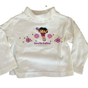 Vintage embroidered Dora the Explorer white turtleneck like new. Nick jr size 3T